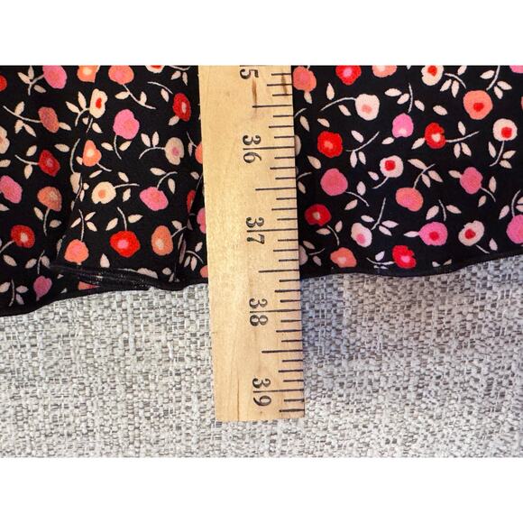 Talbots Women's Black Pink Foral Short Sleeve Ruffle Shift Dress Petite Size 14 - Picture 8 of 11